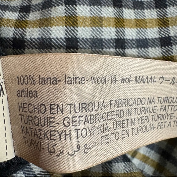 Massimo Dutti 100% Wool Trousers Womens Sz 2 Check Black Yellow White Preppy - Picture 10 of 14